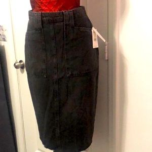 Black washed denim skirt